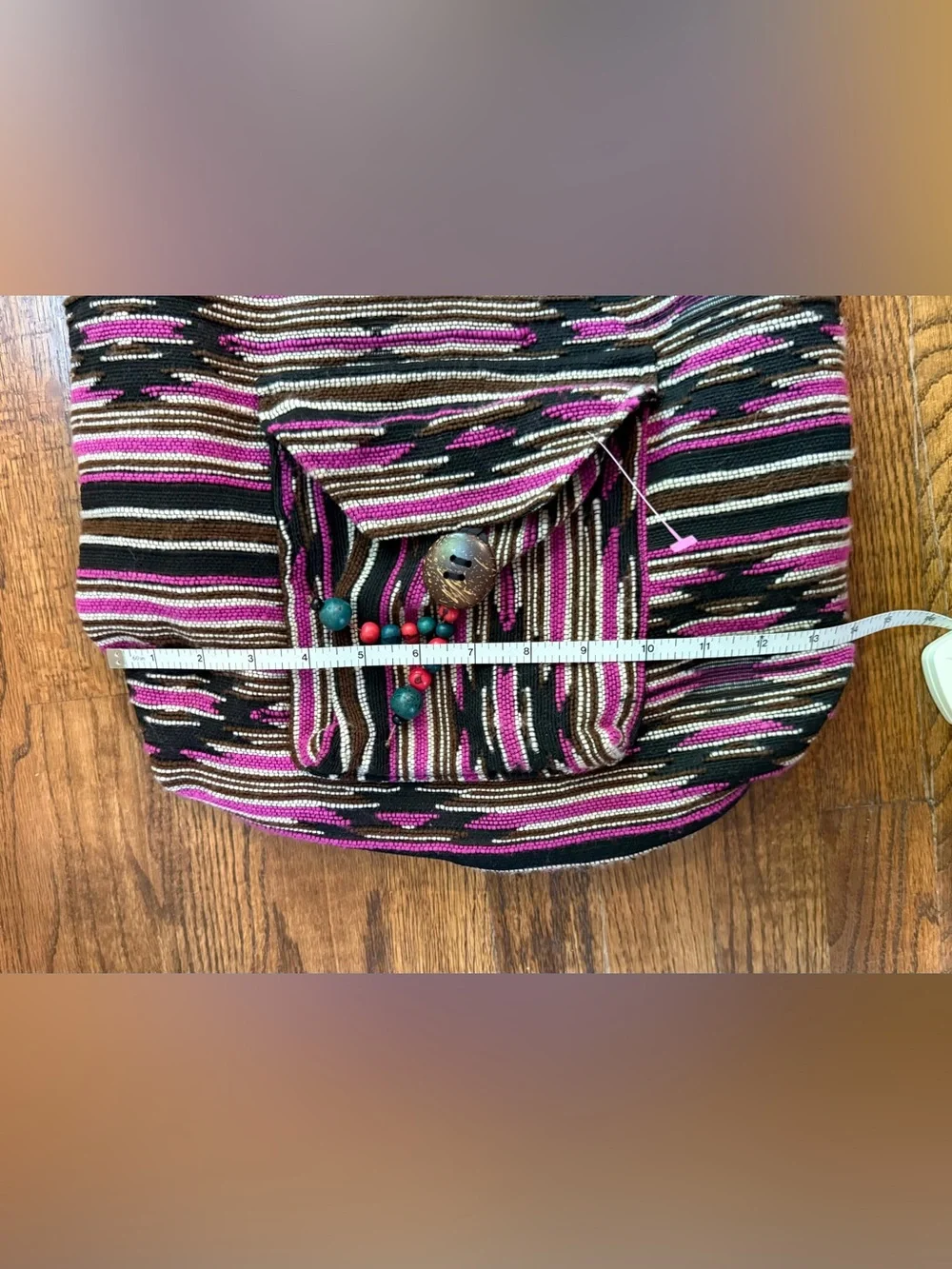 Daqulema Woven Wool Hippie Hobo Sling Bag Purple and Pinks Southwestern Aztec